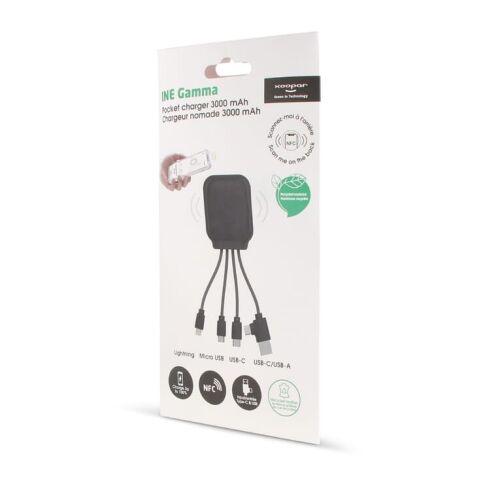 4001 | Xoopar Iné Gamma Charging cable with NFC and 3.000mAh Powerbank schwarz | ohne Werbeanbringung | Nicht verfügbar | Nicht verfügbar | Nicht verfügbar