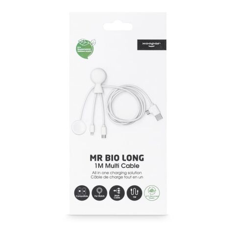 Xoopar Mr. Bio Long Multi-Kabel für Apple/Samsung Watch 1 Meter  Weiss | ohne Werbeanbringung | Nicht verfügbar | Nicht verfügbar