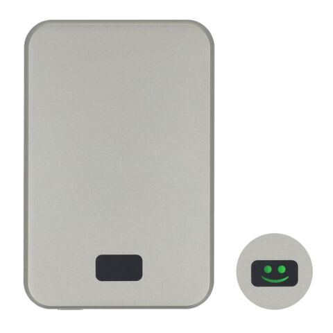 Xoopar Smile Wireless Mirror Powerbank Kompatibel mit MagSafe 5000mAh Hellgrau | Gravur | Rückseite | 60 mm x 75 mm
