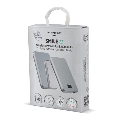 Xoopar Smile Wireless Mirror Powerbank Kompatibel mit MagSafe 5000mAh Hellgrau | ohne Werbeanbringung | Nicht verfügbar | Nicht verfügbar