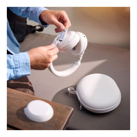Philips TAH8000E Over-Ear-Kopfhörer mit ANC  Weiss | Digital Transferdruck | Tasche | 55 mm x 50 mm