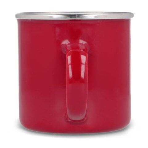 Emaille Becher 350ml Rot Weiß