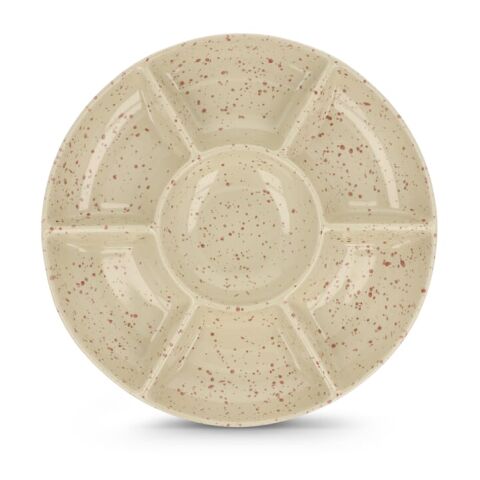 Sagaform Ditte Keramik-Servierplatte rund 26 cm Beige | Gravur | Mittelstück | Ø 50 mm