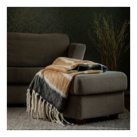 Kosta Linnewäfveri Wollplaid Streifen Beige | ohne Werbeanbringung