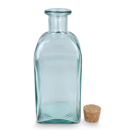 InSideOut Square Recycelte Glaswasserflasche ReuuZ mit Korkverschluss 1 l Transparent | Digitaldruck | Seite 1 | 50 mm x 110 mm