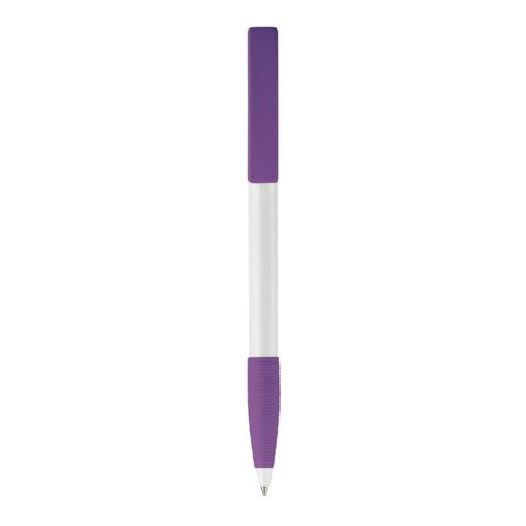 Kugelschreiber Nash Hardcolour mit Gummigriff Weiss-Transparent Violett | 1-farbiger Siebdruck | 90° vom Clip | 33 mm x 25 mm | Nicht verfügbar