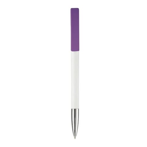Kugelschreiber Nash Hardcolour mit Metallspitze Weiss-Transparent Violett | 1-farbiger Tampondruck | 90° vom Clip | 42 mm x 8 mm | Nicht verfügbar