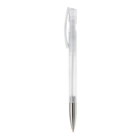 Kugelschreiber Nash Transparent mit Metallspitze Weiss-Weiss