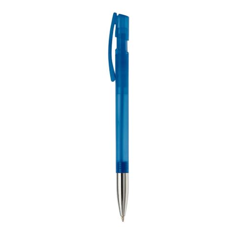 Kugelschreiber Nash Transparent mit Metallspitze Blau Weiss-Blau Weiss | 1-farbiger Tampondruck | Clip | 30 mm x 5 mm | Nicht verfügbar