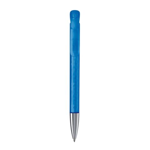 Kugelschreiber Atlas Transparent mit Metallspitze Blau Weiss-Blau Weiss