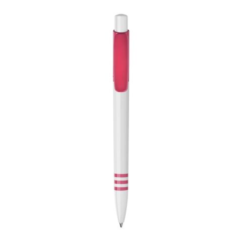 Kugelschreiber Tropic hardcolour Weiss-Rosa | 1-farbiger Siebdruck | 270° vom Clip | 40 mm x 25 mm | Nicht verfügbar