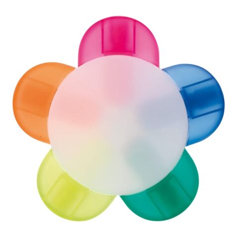 Textmarker Blume mit 5 Farben Weiss | 1-farbiger Tampondruck | Seite 1 | Ø 50 mm | Nicht verfügbar