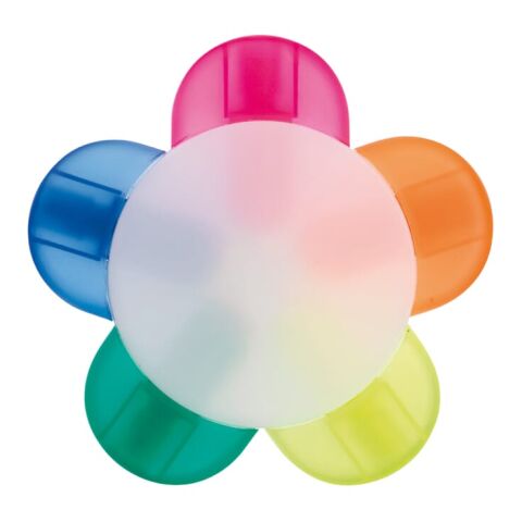 Textmarker Blume mit 5 Farben regenbogenfarben | 1-farbiger Tampondruck | Seite 1 | Ø 50 mm | Nicht verfügbar