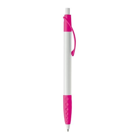 Kugelschreiber Cosmo Grip HC Weiss-Rosa | 1-farbiger Siebdruck | 90° vom Clip | 33 mm x 25 mm | Nicht verfügbar