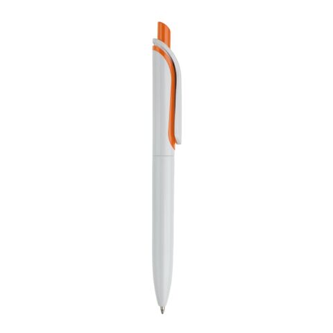 Kugelschreiber Modell Click Shadow - Hergestellt in Deutschland Weiss-Orange | 1-farbiger Tampondruck | in Verlängerung vom Clip | 40 mm x 8 mm | Nicht verfügbar