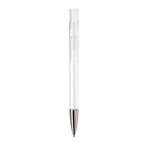 Kugelschreiber Avalon Transparent mit Metallspitze Weiss-Weiss | 1-farbiger Siebdruck | 180° vom Clip | 50 mm x 25 mm | Nicht verfügbar