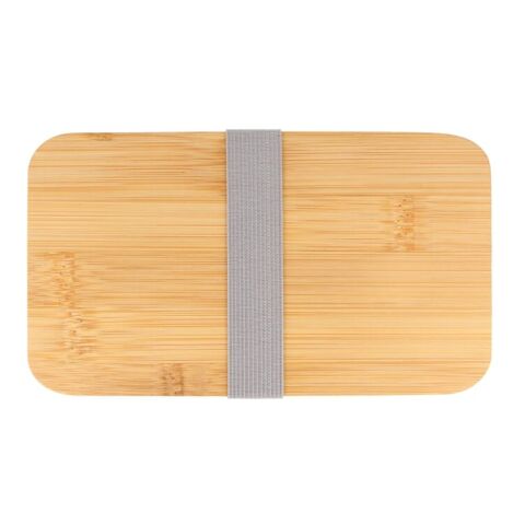 Lunchbox Bento R-PP &amp; Bambus Weiss | 1-farbiger Tampondruck | Oberseite rechts | 65 mm x 65 mm | Nicht verfügbar