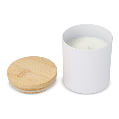 Bhakti-Duftkerze auf pflanzlicher Basis in recyceltem Aluminiumgefäß Weiss | ohne Werbeanbringung | Nicht verfügbar | Nicht verfügbar