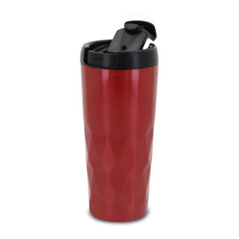Isolierbecher Diamantenmuster 450ml Rot Weiß