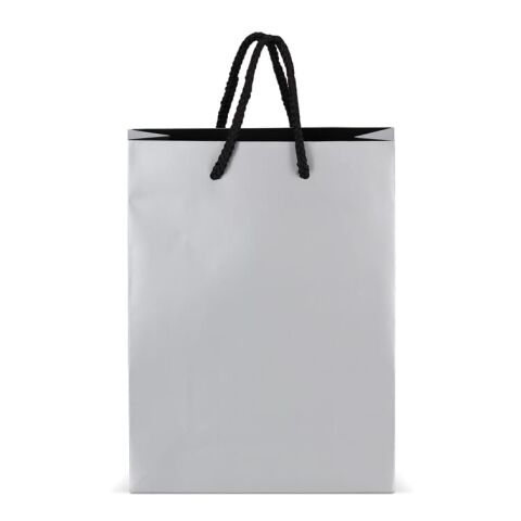 FSC Papier Geschenktasche 18 x 8 x 24cm 200g/m² silber | ohne Werbeanbringung | Nicht verfügbar | Nicht verfügbar