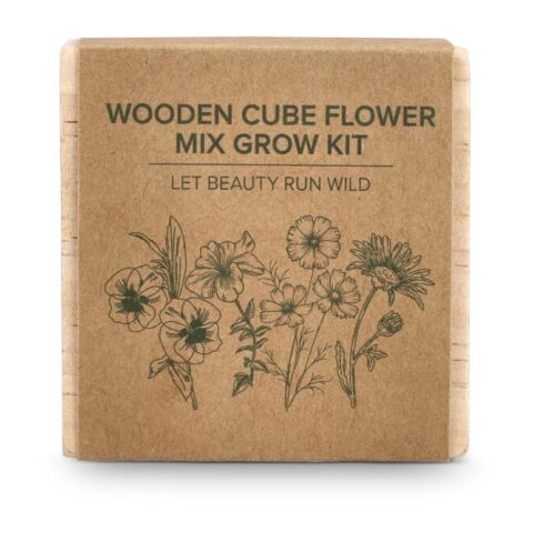 FSC-Holzpflanzgefäß-Set – Blumenmischung Natur | ohne Werbeanbringung | Nicht verfügbar | Nicht verfügbar