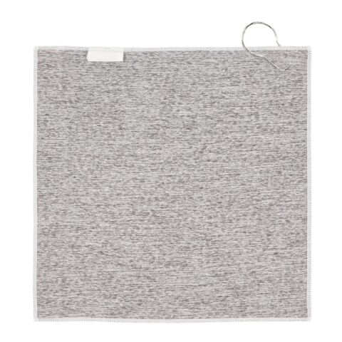 Schnelltrocknendes Golfhandtuch mit Haken R-PET 30x30cm Sublimation Weiss-Grau