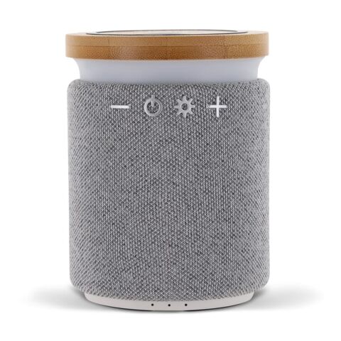 Bamboo wireless speaker Grau | 1-farbiger Tampondruck | Oberseite | Ø 50 mm | Nicht verfügbar