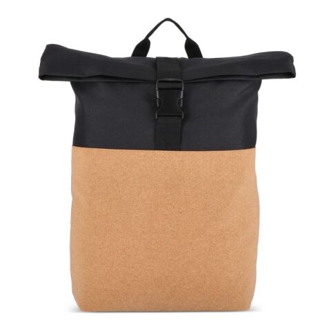 Rolltop-Rucksack Kork &amp; R-PET 18L Schwarz | ohne Werbeanbringung | Nicht verfügbar | Nicht verfügbar | Nicht verfügbar