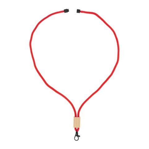 R-PET Kordel-Lanyard Rot Weiß | 1-farbiger Tampondruck | Seite 1 | 28 mm x 14 mm