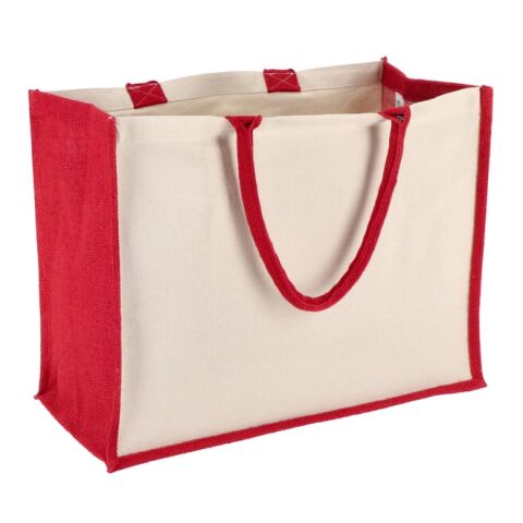 Jute-Baumwolle Tragetasche OEKO-TEX® 42,5 x 19 x 32cm 320g/m² Rot | ohne Werbeanbringung | Nicht verfügbar | Nicht verfügbar