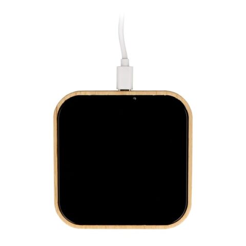 Kabelloses Ladegerät aus Bambus und Glas 10W Schwarz | ohne Werbeanbringung | Nicht verfügbar | Nicht verfügbar | Nicht verfügbar