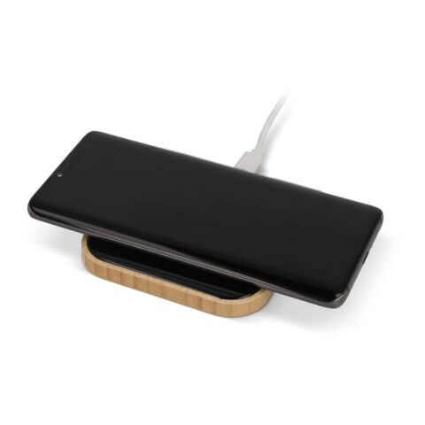 Kabelloses Ladegerät aus Bambus und Glas 10W schwarz | ohne Werbeanbringung | Nicht verfügbar | Nicht verfügbar | Nicht verfügbar