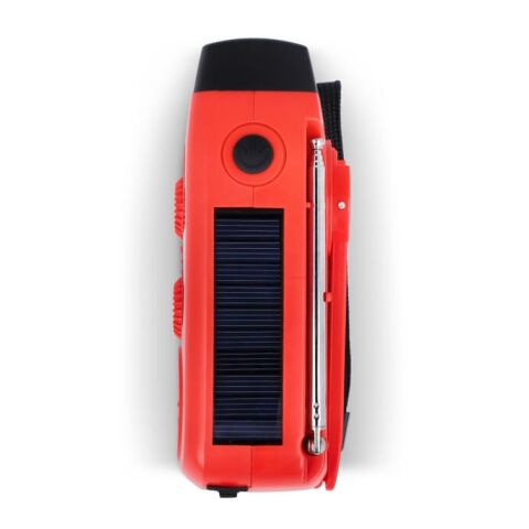 SafeSound Notfallradio Solar und Powerbank mit Handaufzug Rot Weiß | 1-farbiger Tampondruck | Vorderseite | 35 mm x 8 mm