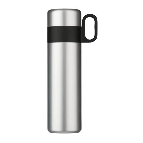 Isolierflasche mit Becher 500ml Silber | 1-farbiger UV-Druck | links vom Henkel | 60 mm x 50 mm | Nicht verfügbar