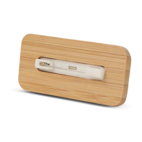 Namensschild aus Bambus mit Anstecknadel Natur | ohne Werbeanbringung | Nicht verfügbar | Nicht verfügbar | Nicht verfügbar