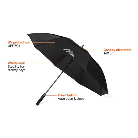 Nordic Drift Trail 27" AWARE™ RPET Sturm-Schirm mit UPF 50+ schwarz | ohne Werbeanbringung | Nicht verfügbar | Nicht verfügbar