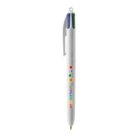 BIC® 4 Colours Kugelschreiber BritePix Digital weiß | 1-farbiger Siebdruck | Upper Part-gegenüber vom Clip | 22.00 mm x 10.00 mm