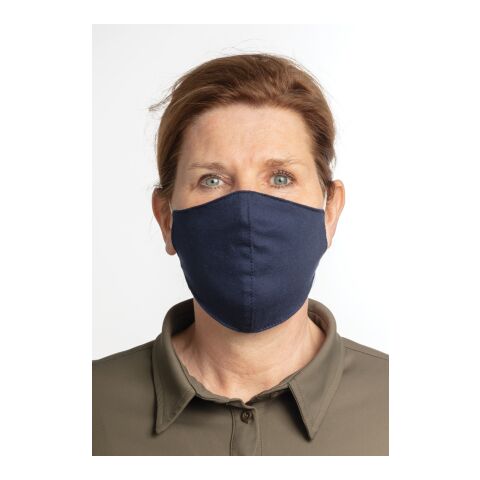 Wiederverwendbare 2-lagige Baumwoll-Gesichtsmaske marineblau | ohne Werbeanbringung | Nicht verfügbar | Nicht verfügbar