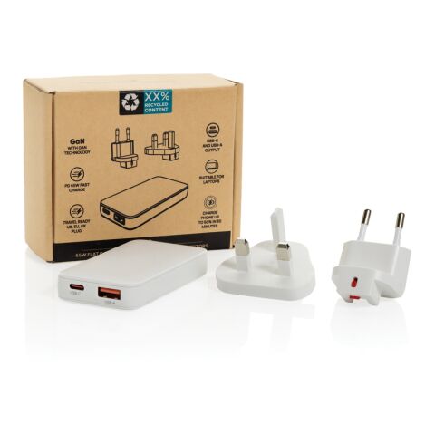 Fluxo flaches RCS 65W GaN-Ladegerät mit Stecker-Adaptern weiß