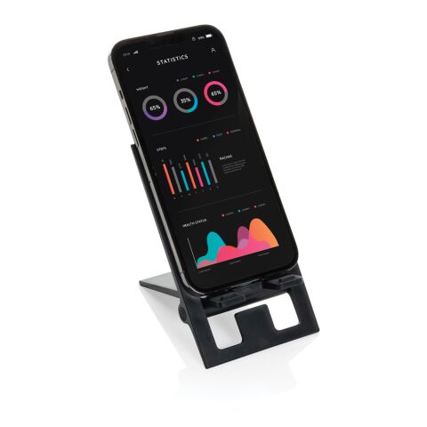 SnapStand faltbarer Telefonständer aus RCS recyceltem ABS schwarz | ohne Werbeanbringung | Nicht verfügbar | Nicht verfügbar