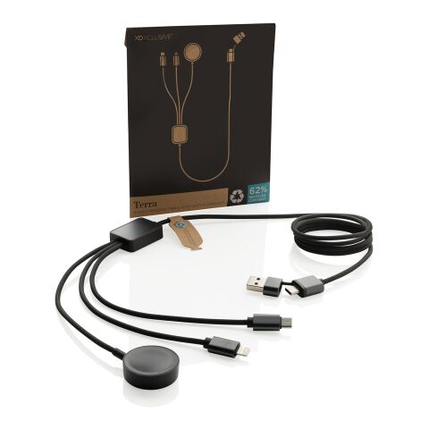 Terra RCS rPET 6-in-1-Ladekabel mit Uhrenladegerät grau | ohne Werbeanbringung | Nicht verfügbar | Nicht verfügbar