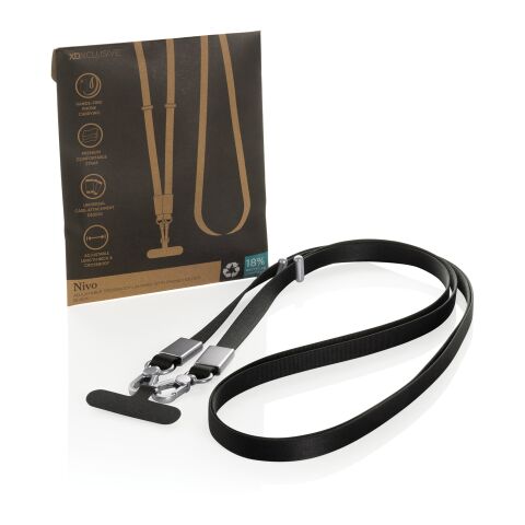 Nivo Crossbody-Handyband aus RCS recyceltem PET schwarz | ohne Werbeanbringung | Nicht verfügbar | Nicht verfügbar