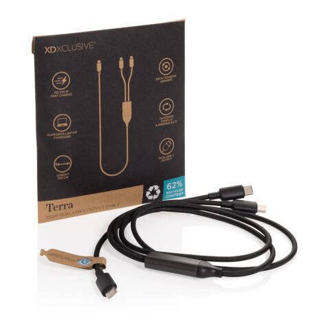 Terra 100W RCS-Kabel mit zwei USB-C-Ausgängen schwarz-grau
