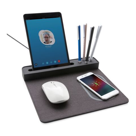 Air Mauspad mit 5W Wireless Charger und USB schwarz | ohne Werbeanbringung | Nicht verfügbar | Nicht verfügbar