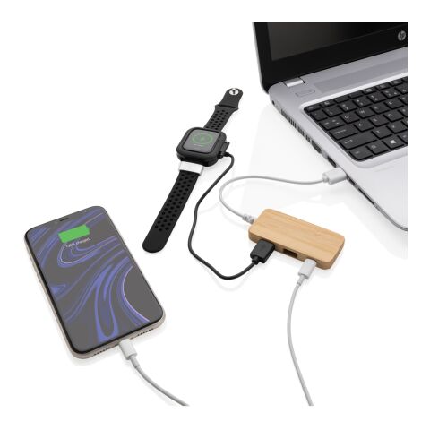 Bambus-Hub mit Type-C braun | ohne Werbeanbringung | Nicht verfügbar | Nicht verfügbar