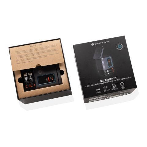 Urban Vitamin Sacramento 105W GaN Charger mit einz. Kabeln grau-schwarz | ohne Werbeanbringung | Nicht verfügbar | Nicht verfügbar