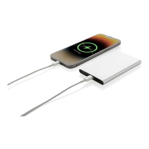 4.000mAh Type-C Powerbank aus RCS recyeltem ABS &amp; Aluminium silber | ohne Werbeanbringung | Nicht verfügbar | Nicht verfügbar