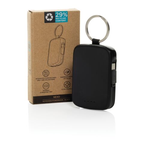 Nexo RCS Key-Chain-Powerbank 2.000mAh mit integr. Kabeln schwarz | ohne Werbeanbringung | Nicht verfügbar | Nicht verfügbar