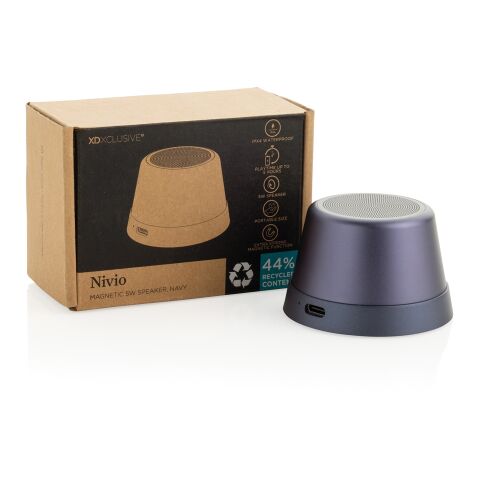 Nivio magnetischer 5W-Speaker aus RCS recyceltem Aluminium blau | ohne Werbeanbringung | Nicht verfügbar | Nicht verfügbar