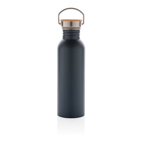 Moderne Stainless-Steel Flasche mit Bambusdeckel blau | ohne Werbeanbringung | Nicht verfügbar | Nicht verfügbar